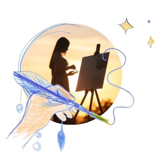 Deviens l'artistes de ta vie ... femme en train de peindre la toile de sa vie