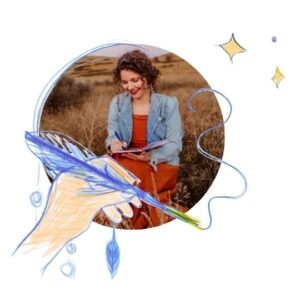 Femme en train d’écrire dans son carnet, en pleine introspection, connectée à son élan intérieur