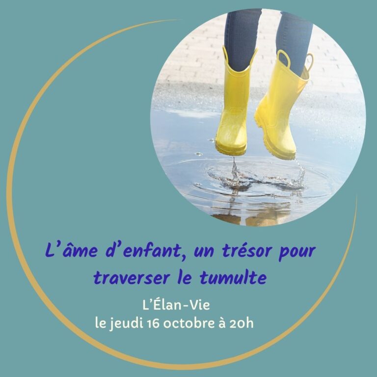 Bottes jaunes sautant dans une flaque d’eau – symbole de l’âme d’enfant, de la joie simple et de l’élan de vie