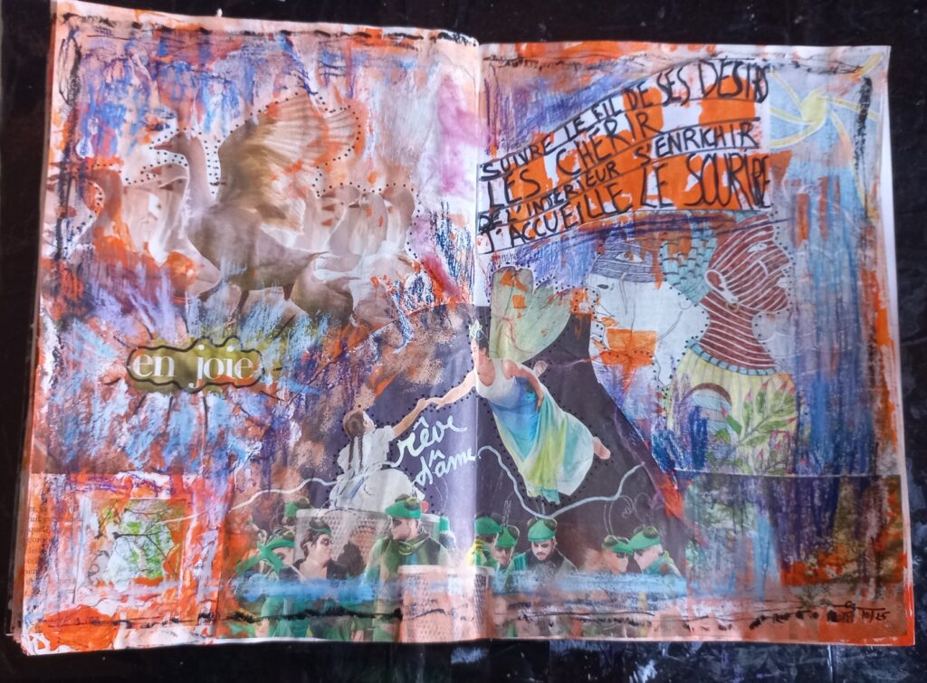Suivre le fil de ses désirs, page d'art-magazine, avec un poème