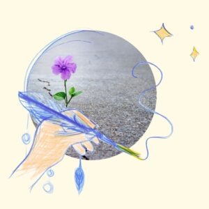 Métaphore de l’élan intérieur qui émerge là où l’armure se fissure