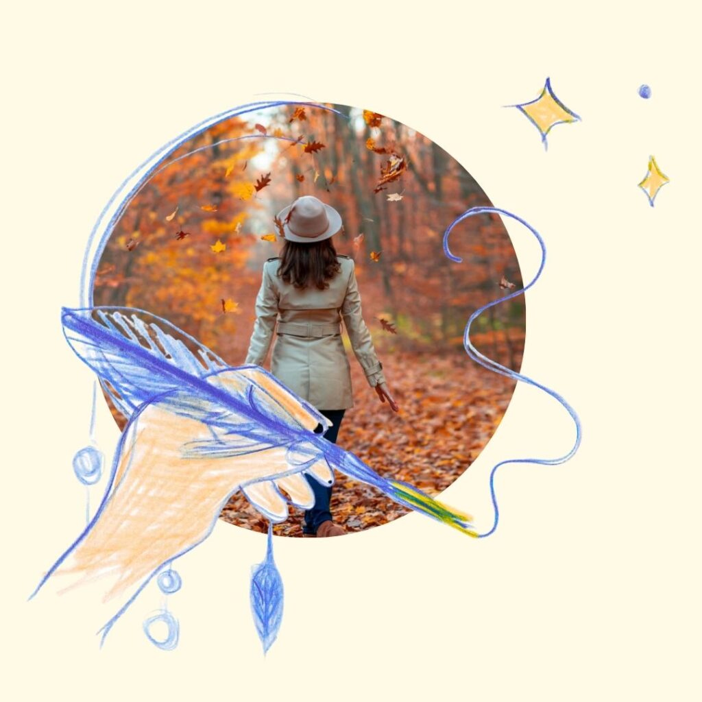 femme marchant dans la nature retrouvant son axe intérieur