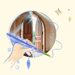 Porte en bois entrouverte laissant entrer la lumière, symbolisant une ouverture intérieure après un enfermement invisible.