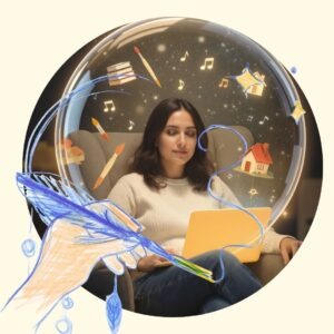 Femme rêveuse assise