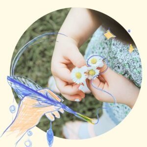 Petite fille observant des pâquerettes au printemps pour retrouver son essence profonde